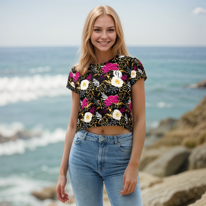 Black Timber Crop Tee