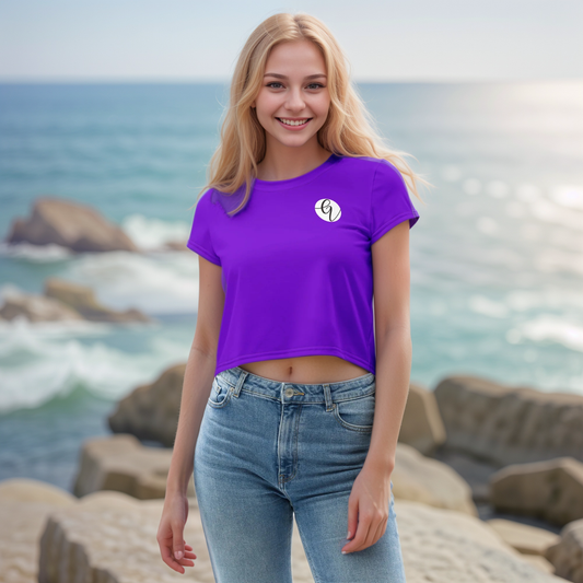 Dark Purple Colored Crop Tee