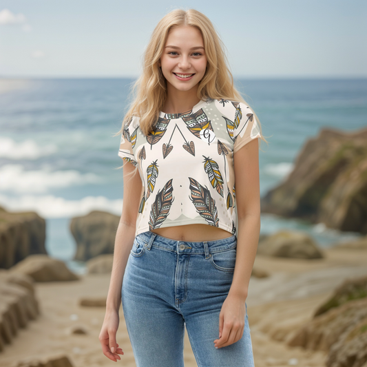 Feathers Crop Tee