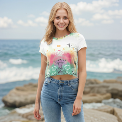 Floral Gray Crop Tee
