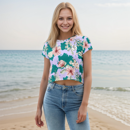 Flowers Forest Floral Crop Tee