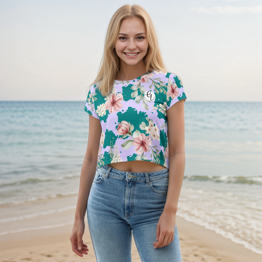 Flowers Forest Floral Crop Tee