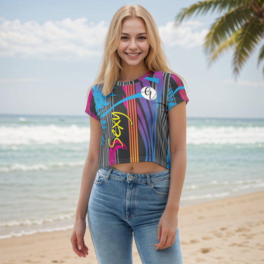 Multi Colour Lined Crop Tee