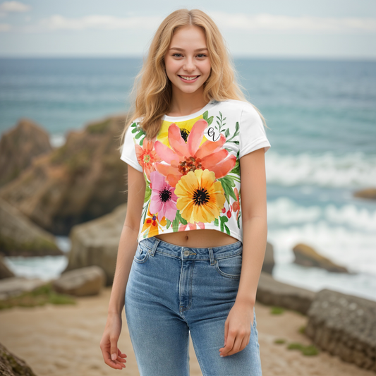Spring Floral Crop Tee