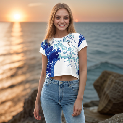 Wave Patterned Crop Tee