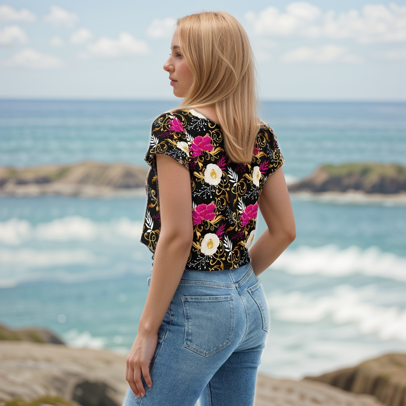 Black Timber Crop Tee