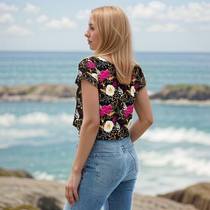 Black Timber Crop Tee