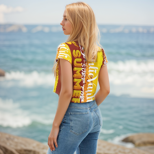 Brown and Yellow Summers Crop Tee