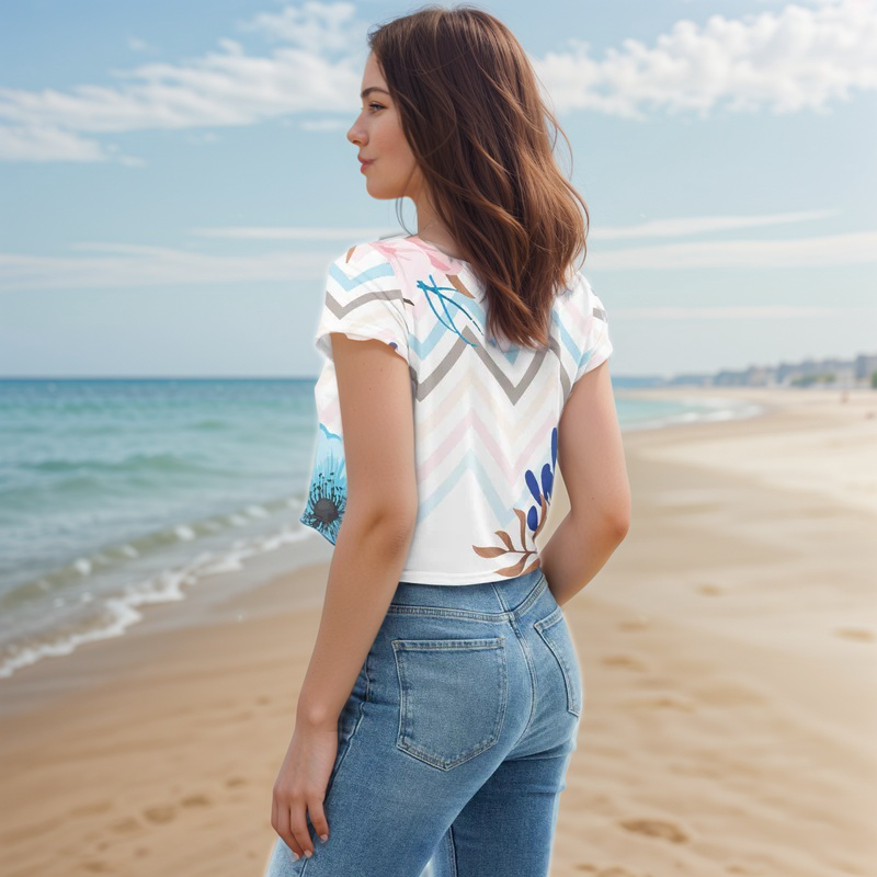 Multi Lines Crop Tee