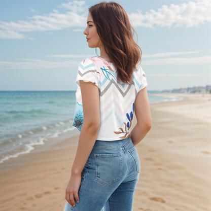 Multi Lines Crop Tee