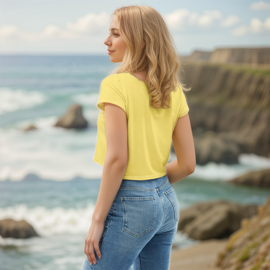Yellow Colored Crop Tee