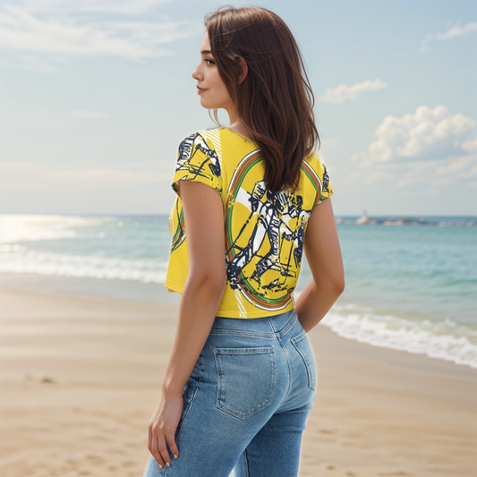 Yellow Skating Girl Crop Tee