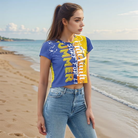 Blue Yellow Summer Crop Tee