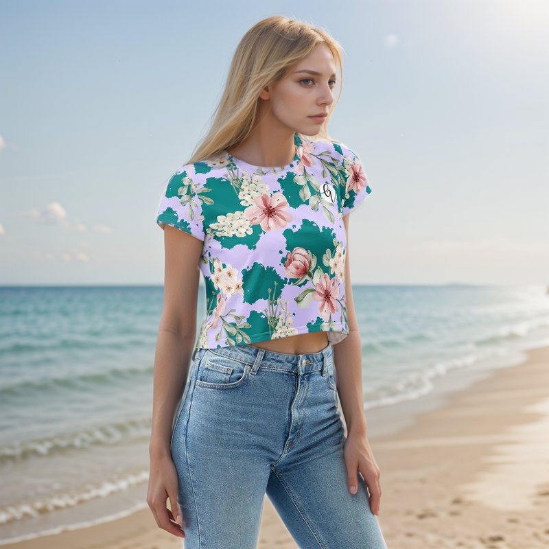 Flowers Forest Floral Crop Tee