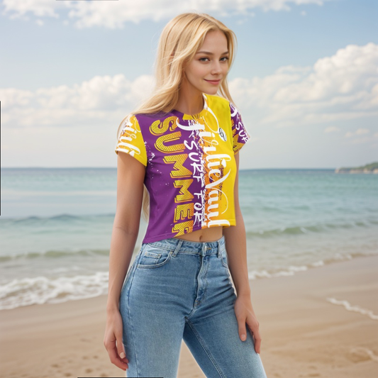 Purple Yellow Summers Crop Tee