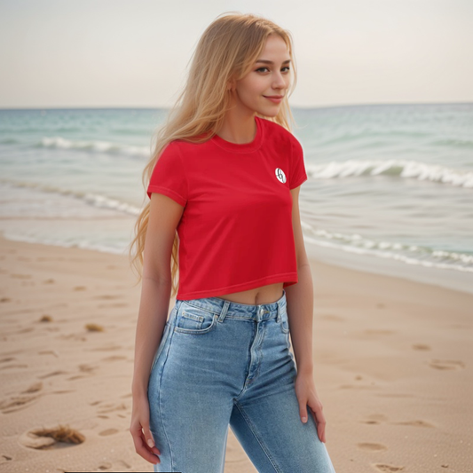 Red Colored Crop Tee