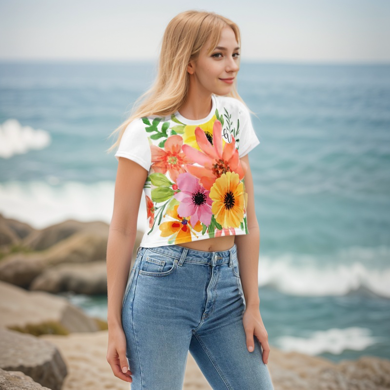 Spring Floral Crop Tee