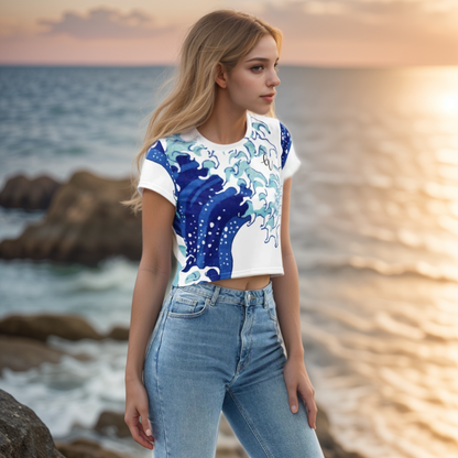 Wave Patterned Crop Tee