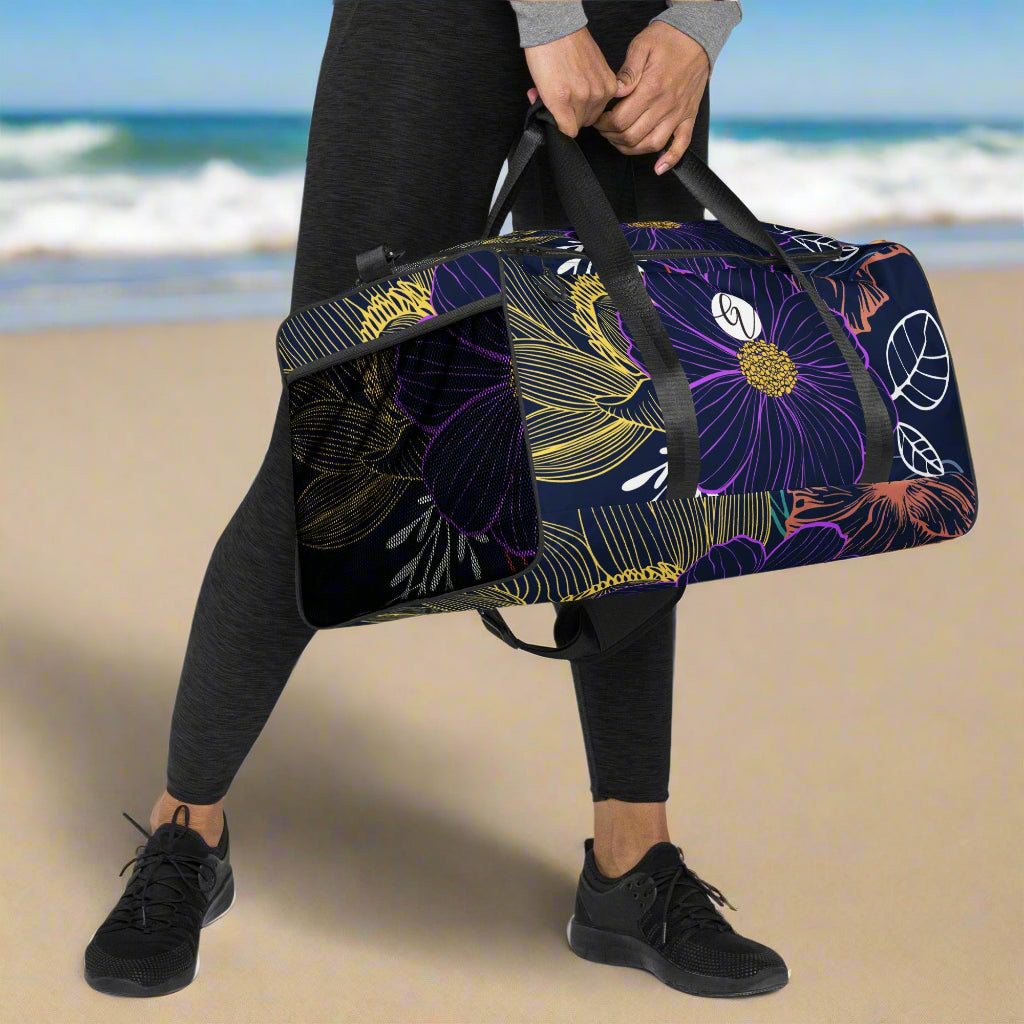 Navy Floral Duffle bag