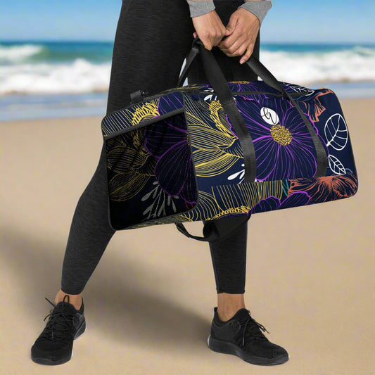 Navy Floral Duffle bag