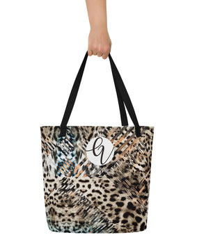 Tiger print All-Over Print Large Tote Bag