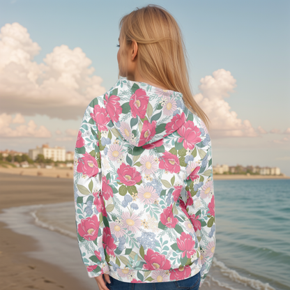 Iguana Green Peonies Hoodie