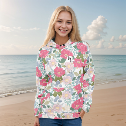 Iguana Green Peonies Hoodie