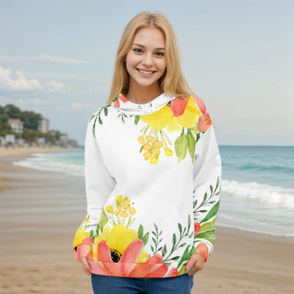 Spring White Floral Hoodie