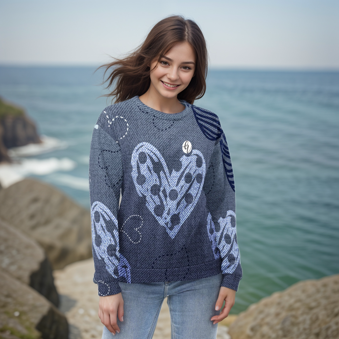Grey Heart Floral Sweatshirt