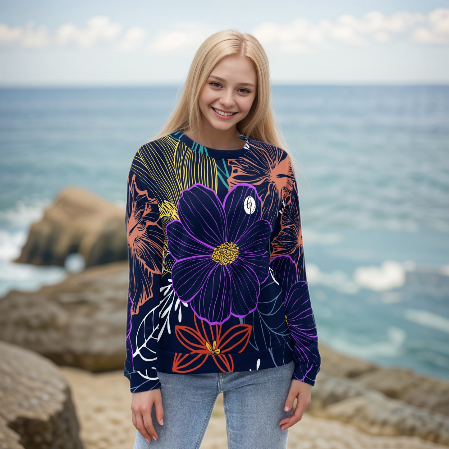 Navy floral Sweatshirt