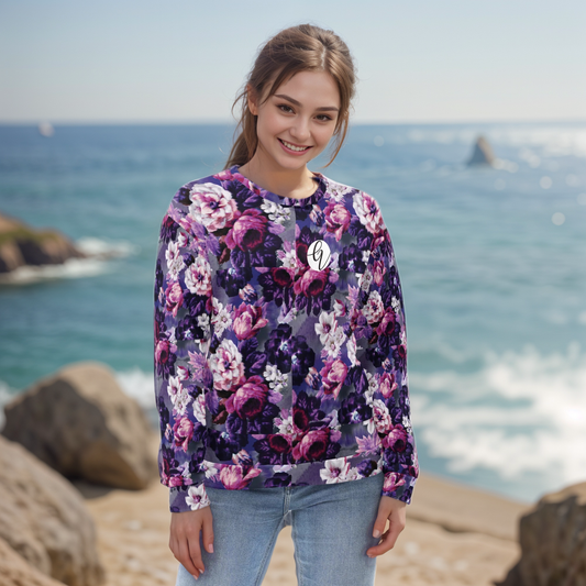 Purple White Flowers Sweatshirt