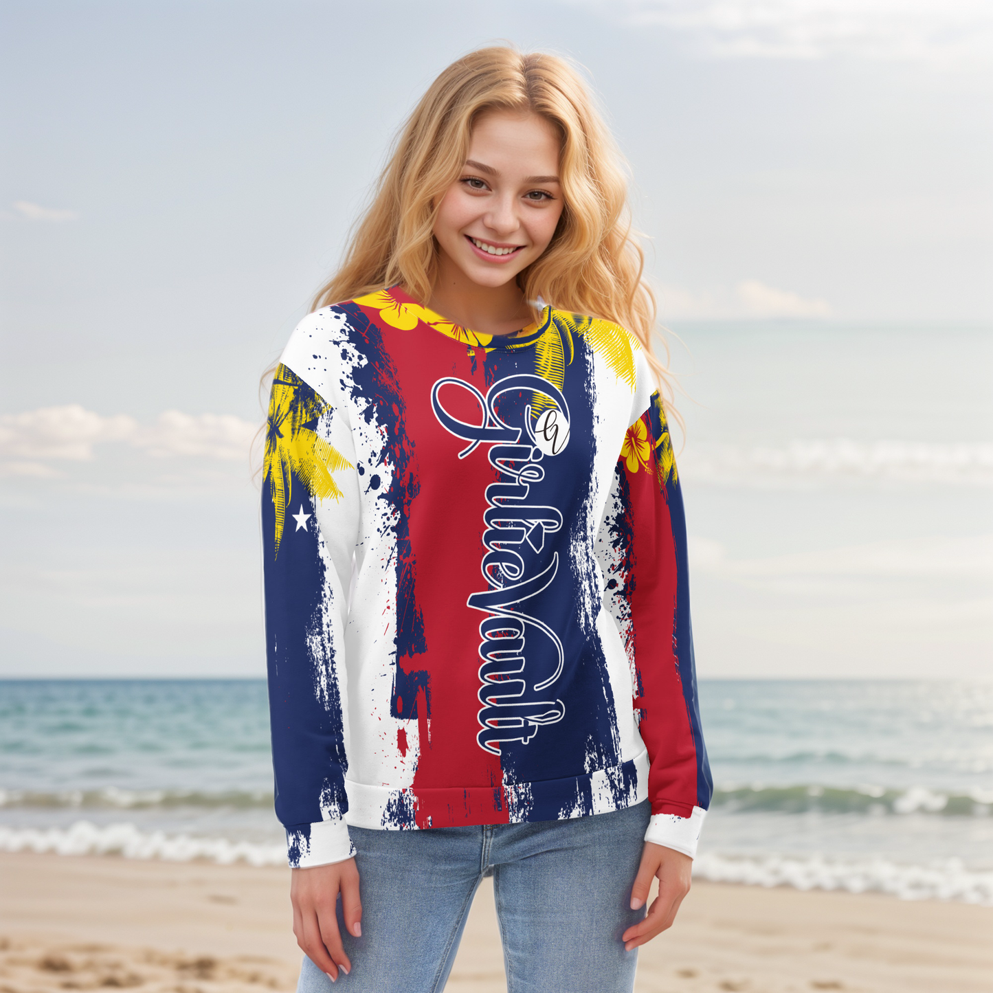 GirlieVault Blue Red Sweatshirt