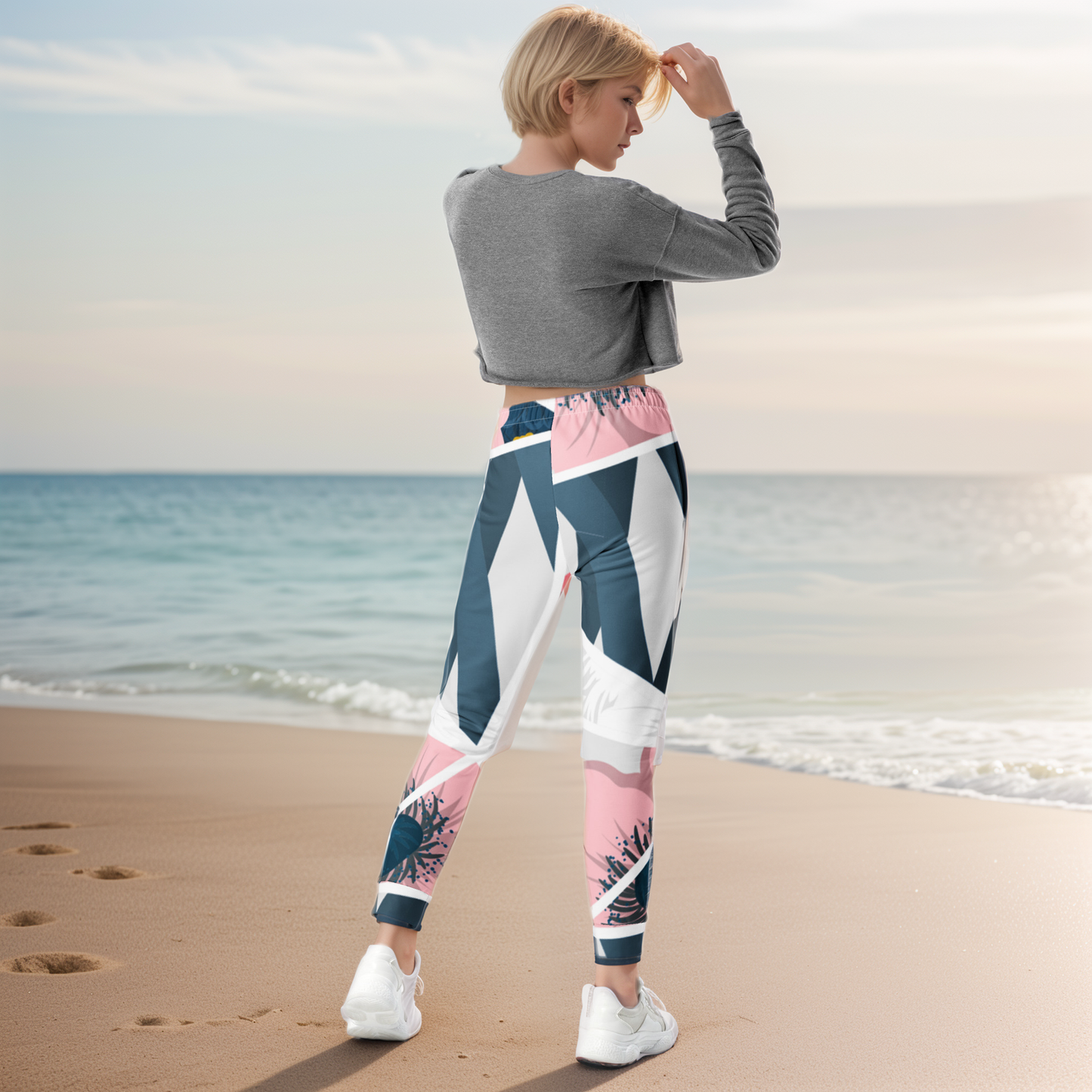 Peach Blue Pattern Joggers