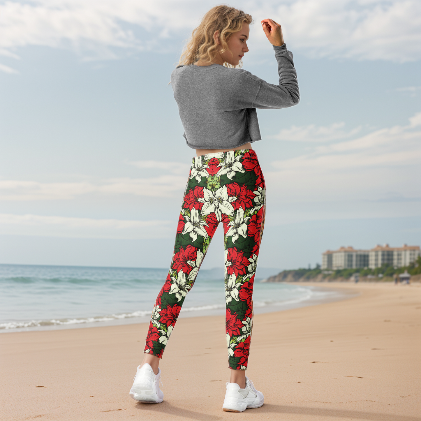 Red Color Floral Joggers