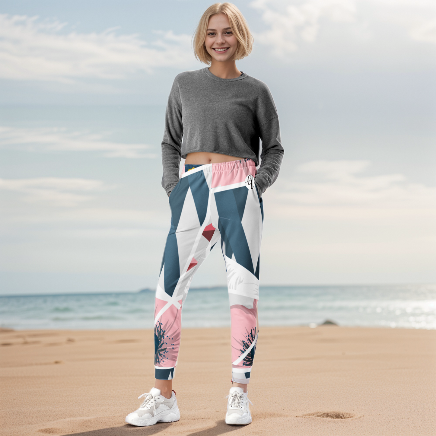 Peach Blue Pattern Joggers