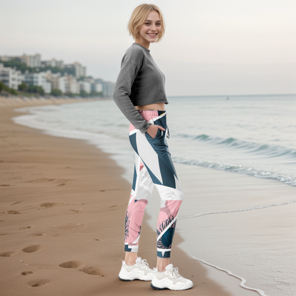 Peach Blue Pattern Joggers