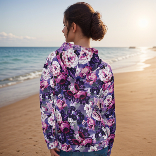 Purple White Flowers Hoodie