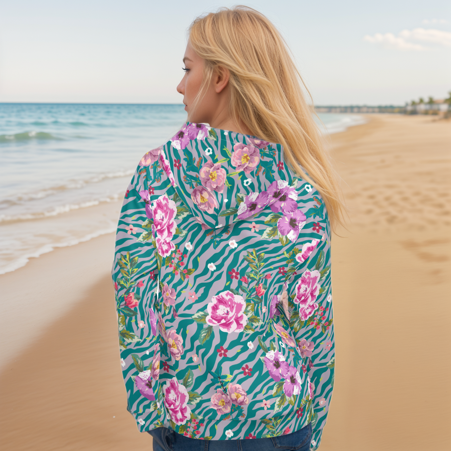 Orchid Floral Pattern Hoodie