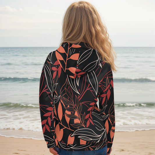 Palm Black Leaves Hoodie