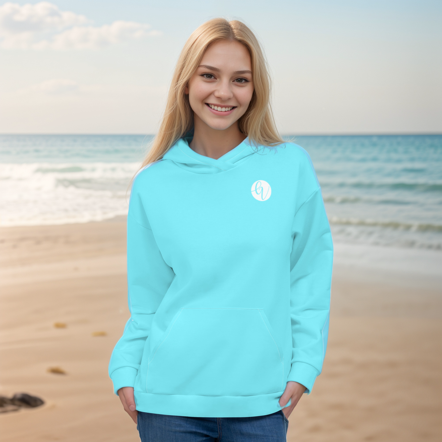 Neon Blue Colored  Hoodie