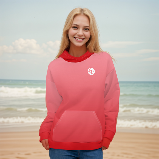 Red In Gradient Colored Hoodie