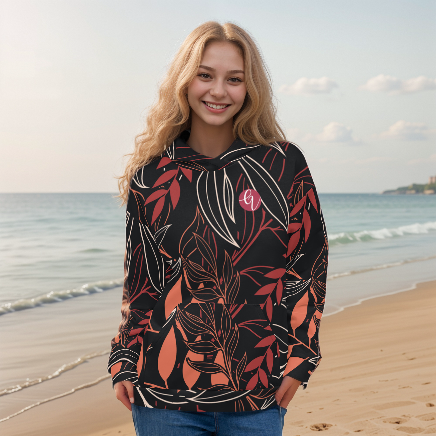 Palm Black Leaves Hoodie