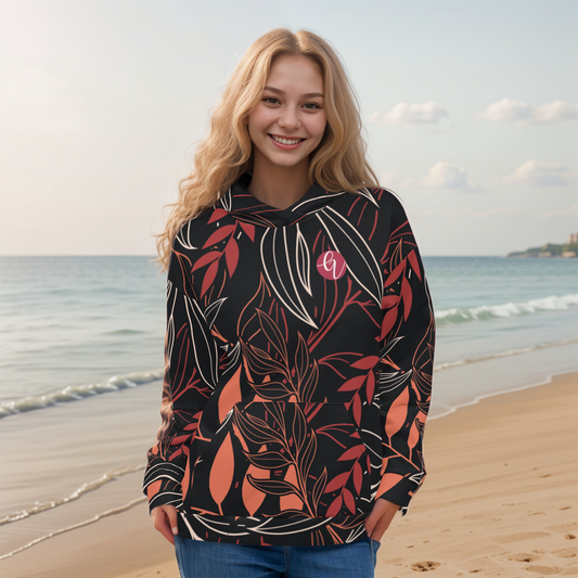 Palm Black Leaves Hoodie