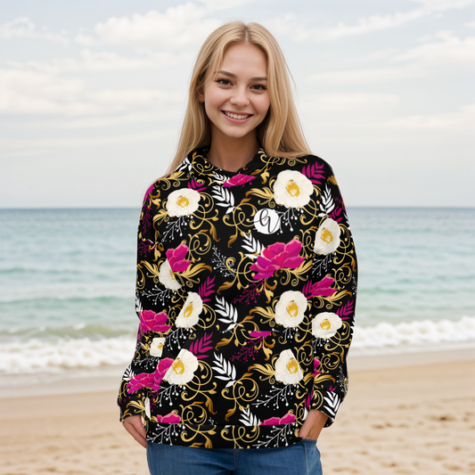 Black Timber Floral Hoodie