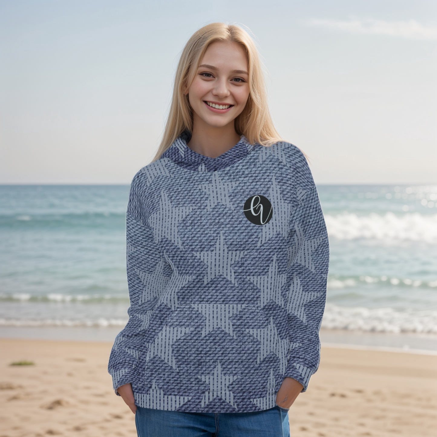 Grey star floral Hoodie