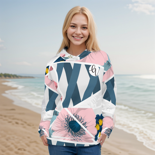 Peach Blue Pattern Hoodie