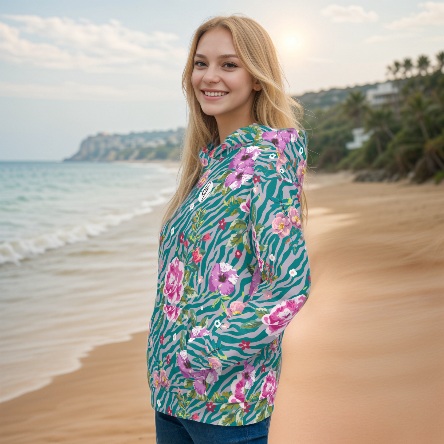 Orchid Floral Pattern Hoodie