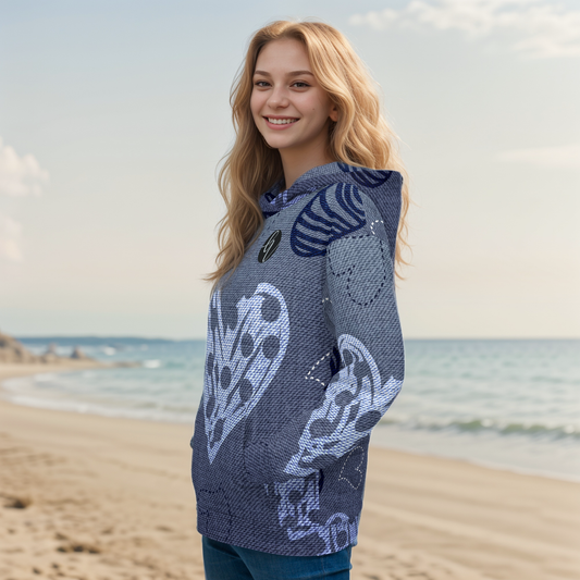 Grey heart Floral Hoodie