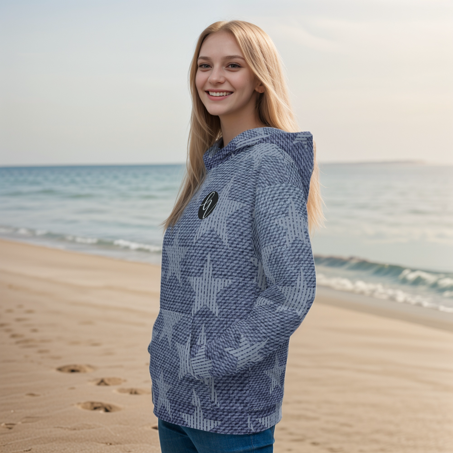 Grey star floral Hoodie