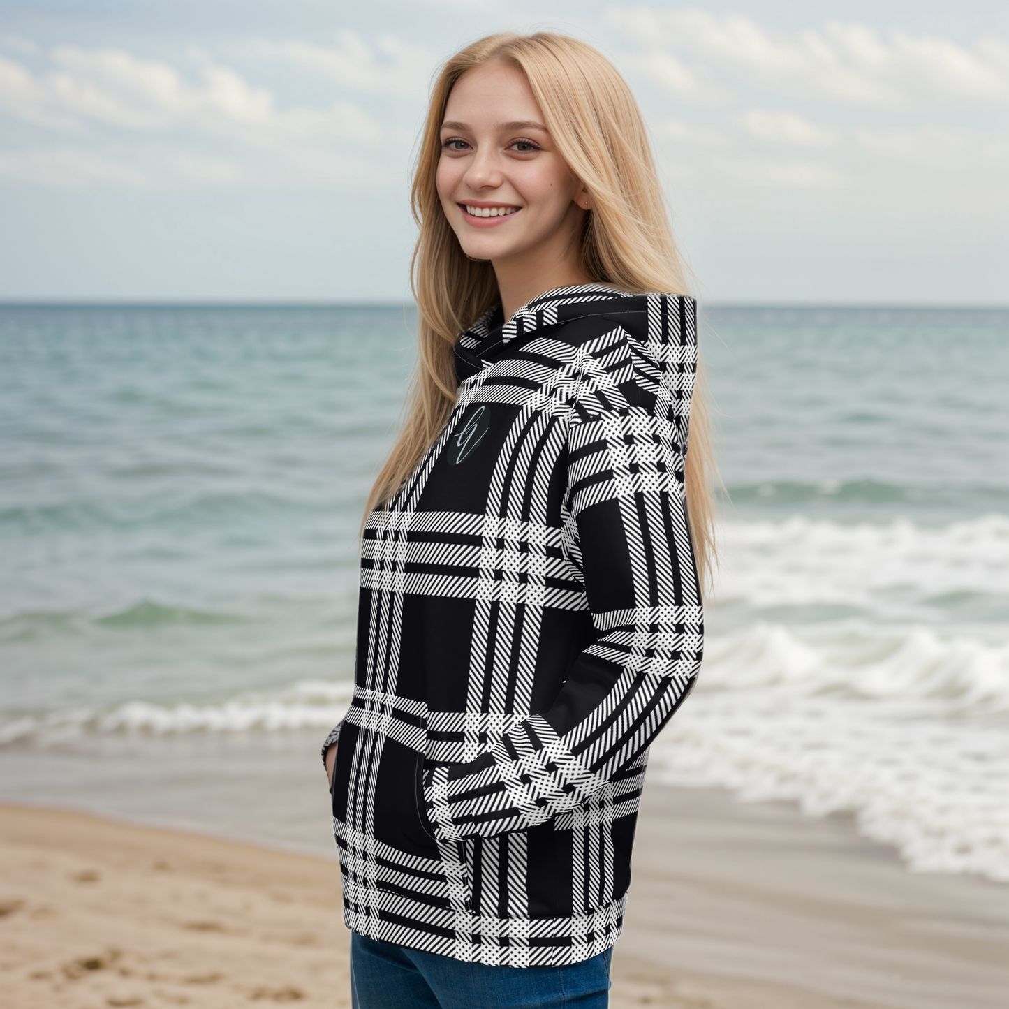Black plaid Hoodie